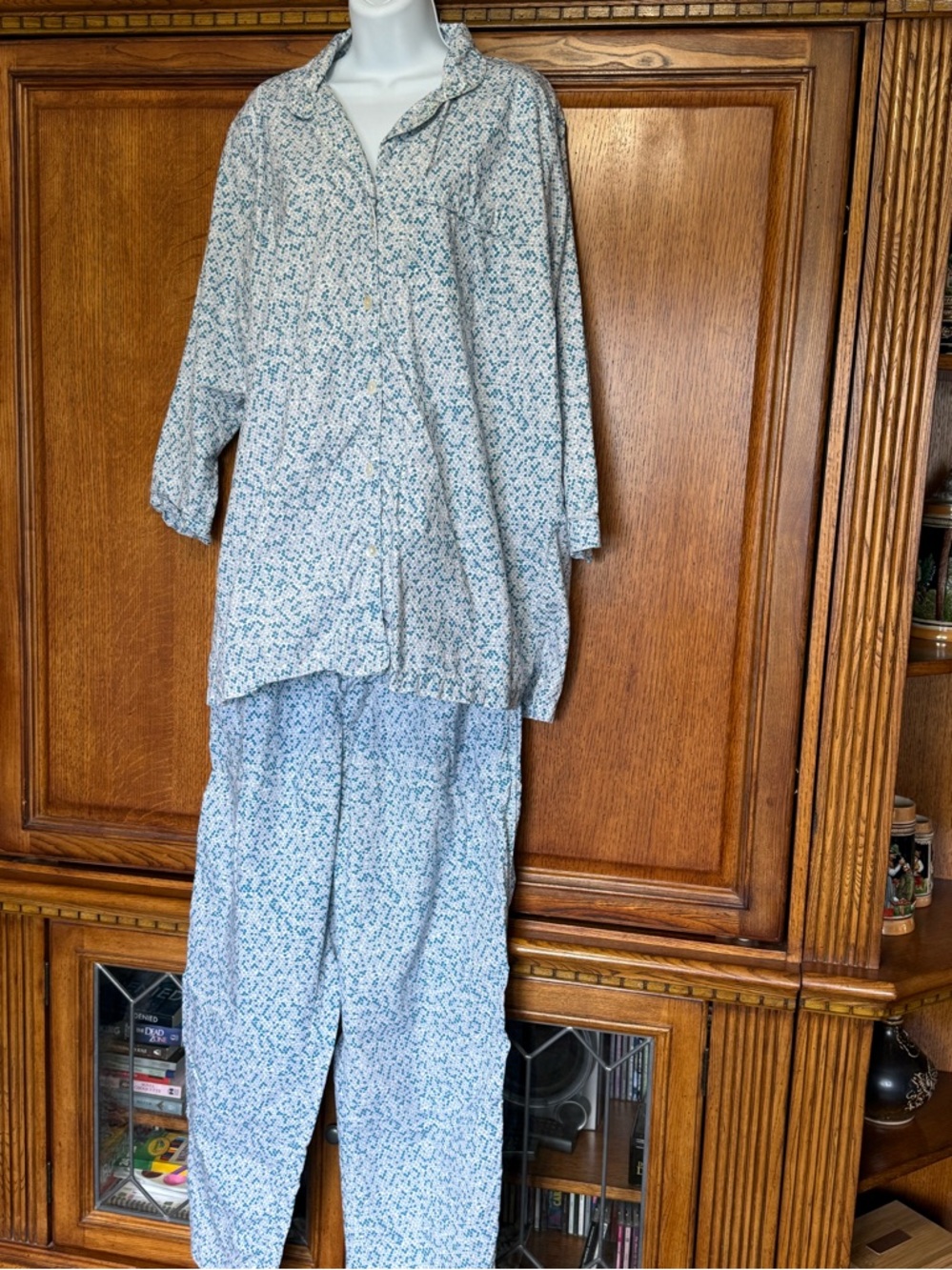 John Robshaw Blue Cotton Print Pajama Set - Soft Cotton Two-Piece